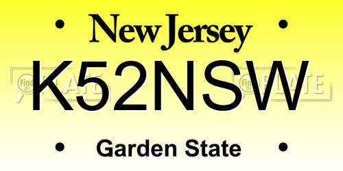 K52NSW New Jersey License Plate