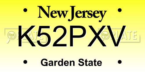 K52PXV New Jersey License Plate