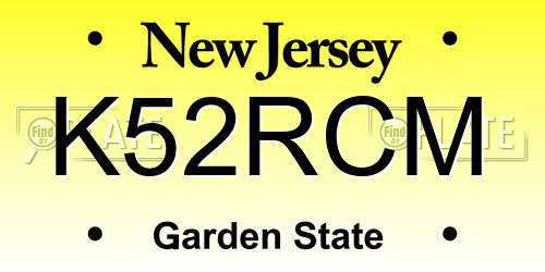 K52RCM New Jersey License Plate