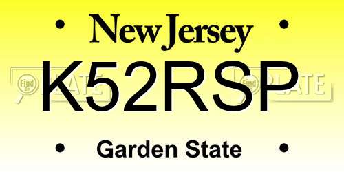 K52RSP New Jersey License Plate