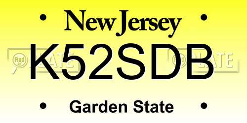 K52SDB New Jersey License Plate