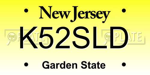 K52SLD New Jersey License Plate