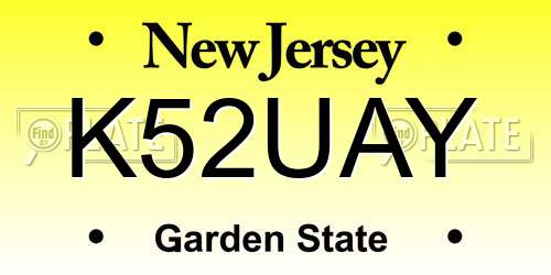 K52UAY New Jersey License Plate