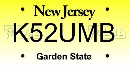 K52UMB New Jersey License Plate