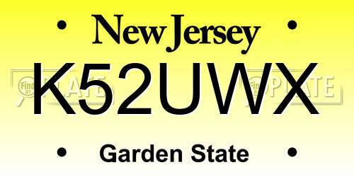 K52UWX New Jersey License Plate
