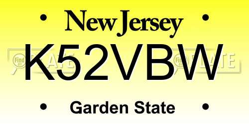 K52VBW New Jersey License Plate