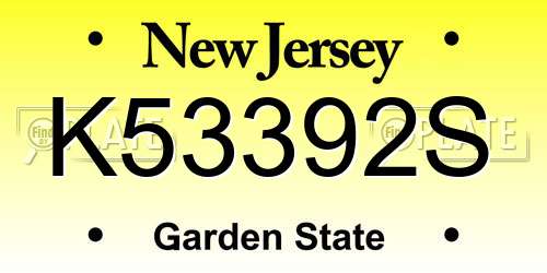 K53392S New Jersey License Plate