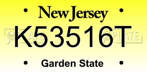 K53516T New Jersey License Plate