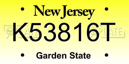 K53816T New Jersey License Plate