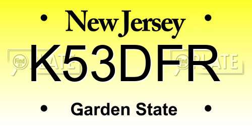 K53DFR New Jersey License Plate