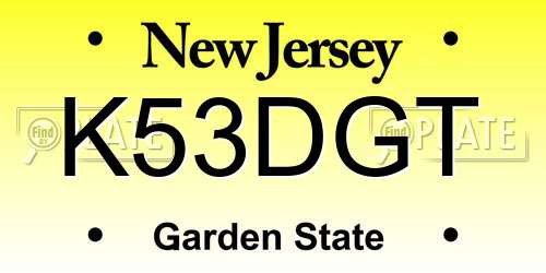 K53DGT New Jersey License Plate