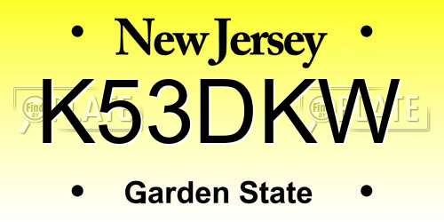 K53DKW New Jersey License Plate