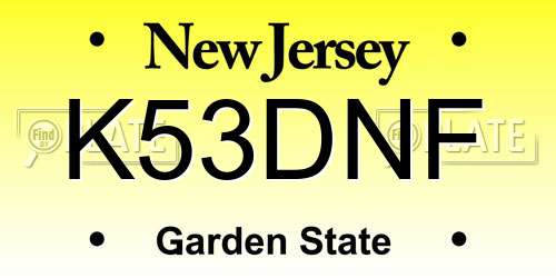 K53DNF New Jersey License Plate