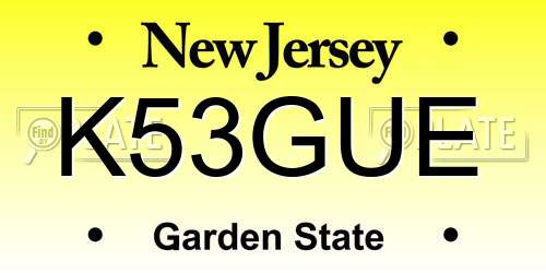 K53GUE New Jersey License Plate