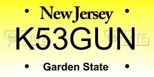 K53GUN New Jersey License Plate