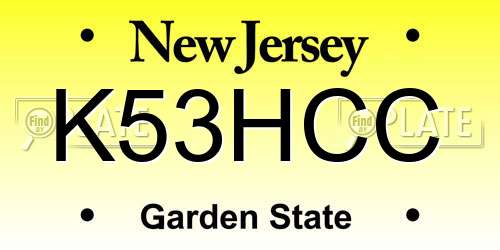 K53HCC New Jersey License Plate