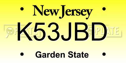 K53JBD New Jersey License Plate