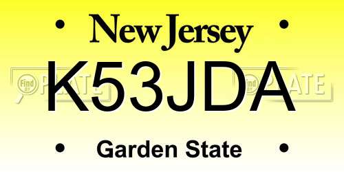 K53JDA New Jersey License Plate