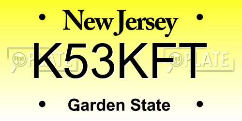 K53KFT New Jersey License Plate