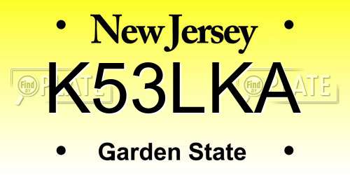K53LKA New Jersey License Plate