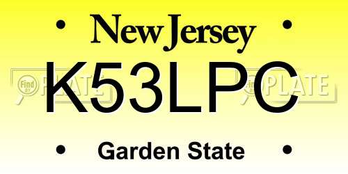 K53LPC New Jersey License Plate