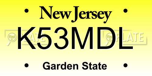 K53MDL New Jersey License Plate