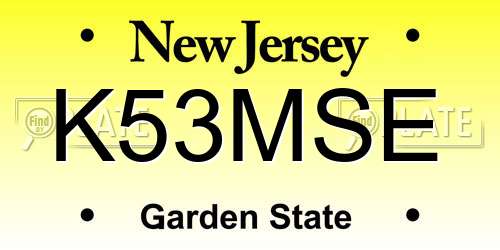 K53MSE New Jersey License Plate