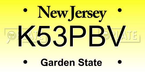 K53PBV New Jersey License Plate