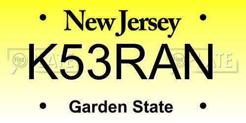 K53RAN New Jersey License Plate