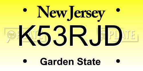 K53RJD New Jersey License Plate