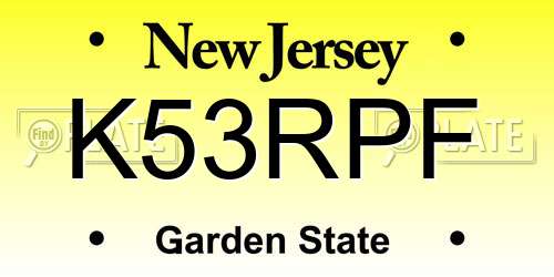 K53RPF New Jersey License Plate