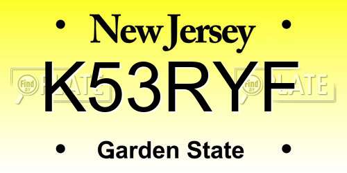 K53RYF New Jersey License Plate