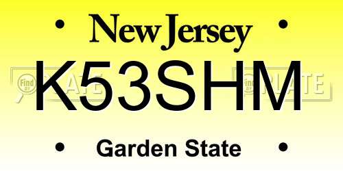 K53SHM New Jersey License Plate