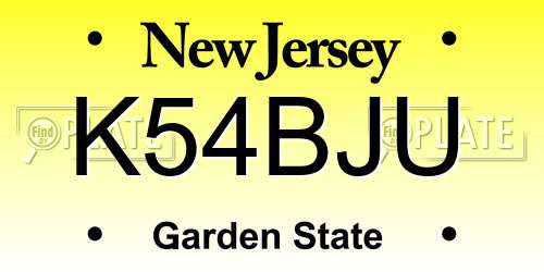 K54BJU New Jersey License Plate