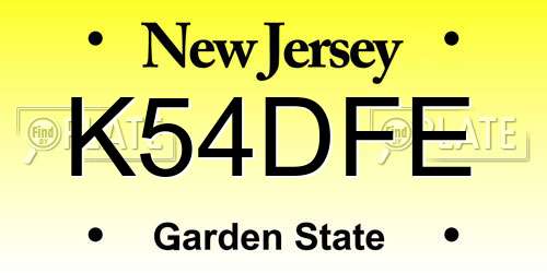 K54DFE New Jersey License Plate