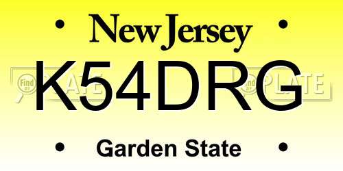K54DRG New Jersey License Plate