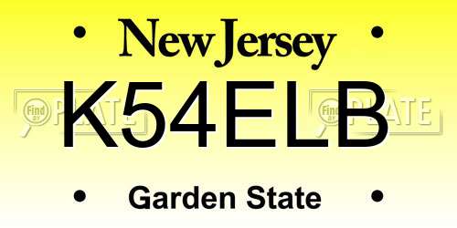 K54ELB New Jersey License Plate