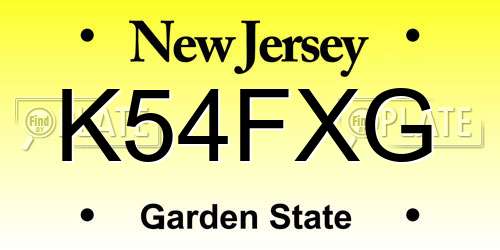 K54FXG New Jersey License Plate
