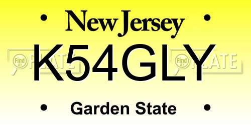 K54GLY New Jersey License Plate