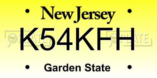 K54KFH New Jersey License Plate