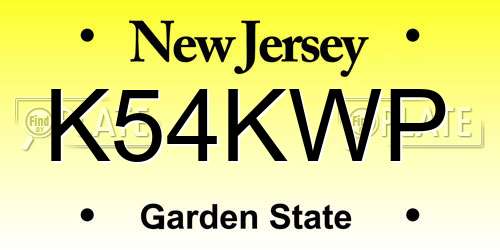 K54KWP New Jersey License Plate