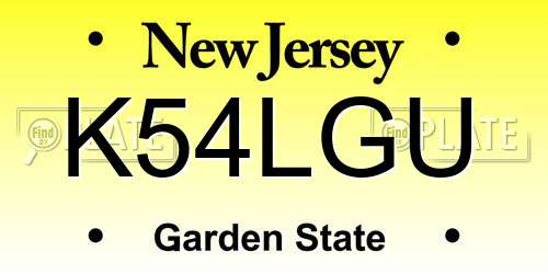 K54LGU New Jersey License Plate