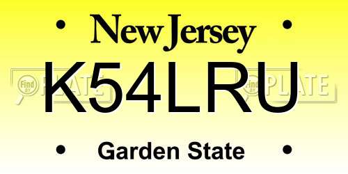 K54LRU New Jersey License Plate