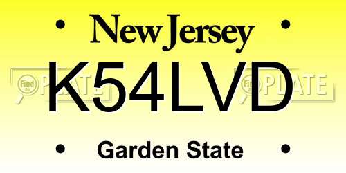 K54LVD New Jersey License Plate