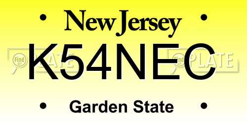 K54NEC New Jersey License Plate