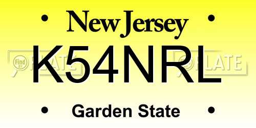 K54NRL New Jersey License Plate
