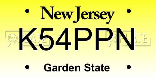 K54PPN New Jersey License Plate