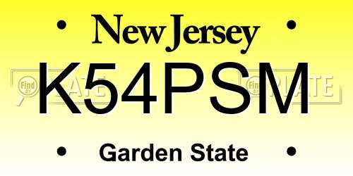 K54PSM New Jersey License Plate