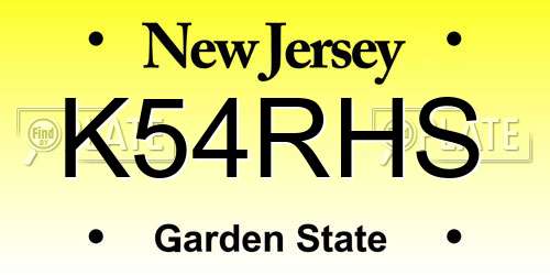 K54RHS New Jersey License Plate