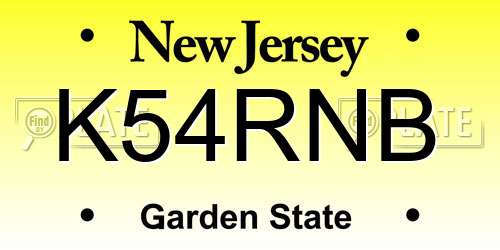 K54RNB New Jersey License Plate
